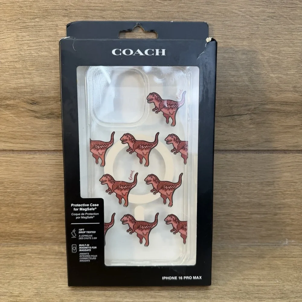 Coach Rexy Glitter Red Dinosaur iPhone 16 Pro Max Protective MagSafe Phone Case